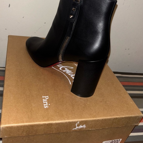 Christian Louboutin Black Ankle Booties with Signature Red Heel - Picture 4 of 5